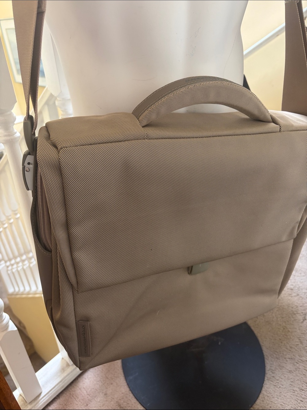 Mandarin Duck Beige  Messenger Bag with Top Handle and Adjustable Strap